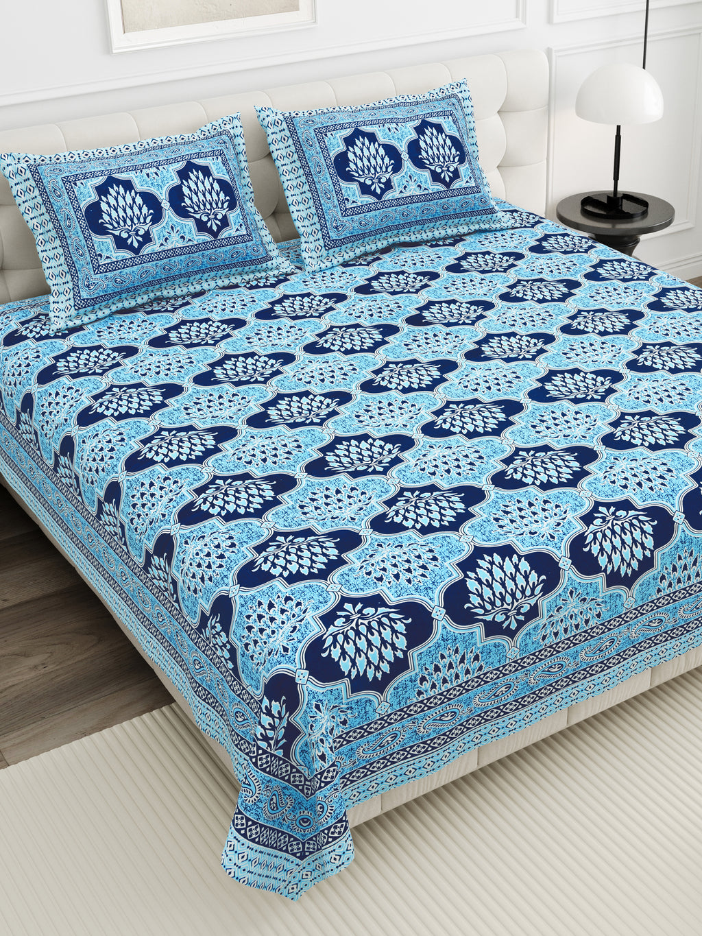 Elite 90X108 King Size Bedsheet – Jaipur Cotton Block Print Beauty ELITE_90108_KING_SIZE_BEDSHEET