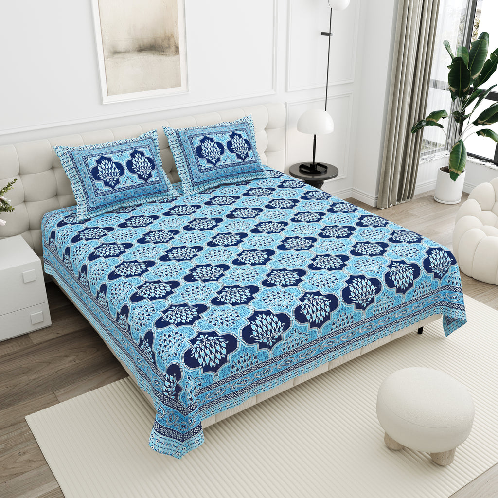 Elite 90X108 King Size Bedsheet – Jaipur Cotton Block Print Beauty ELITE_90108_KING_SIZE_BEDSHEET_3