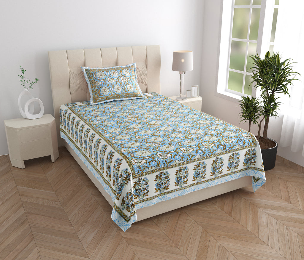 SoloThread Aabha Block Bedsheet – 63x90 Single Bed Cotton Bedsheet SoloThreadAabhaBlockBedsheet_1