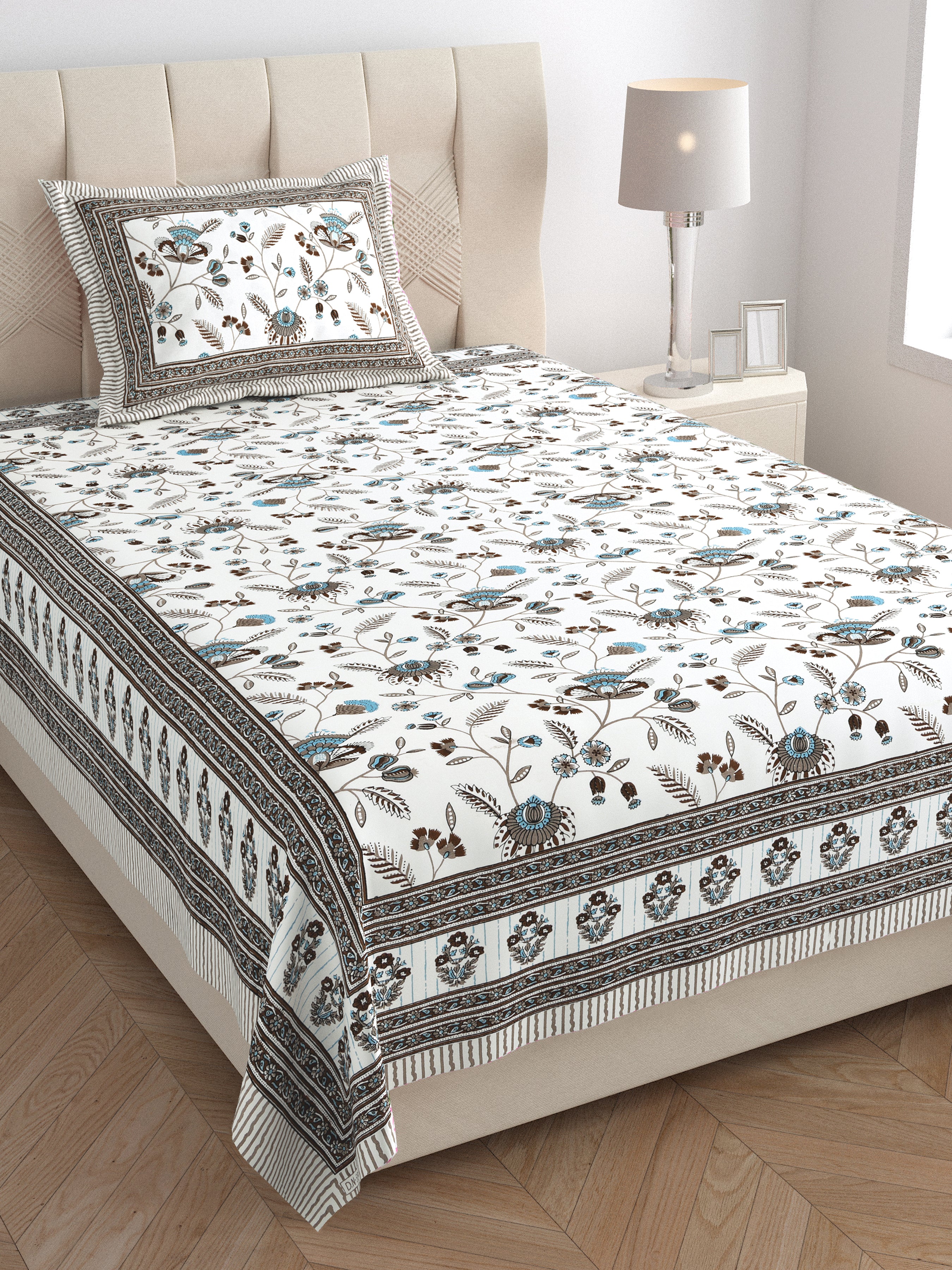 SoloThread Abhiraaj Floral Bedsheet – 63x90 Single Bed Cotton Bedsheet SoloThreadAbhiraajFloralBedsheet_5