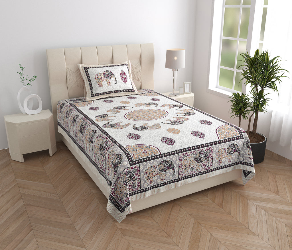 SoloThread Amber Bloom Bedsheet – 63x90 Single Bed Cotton Bedsheet SoloThreadAmberBloomBedsheet_1