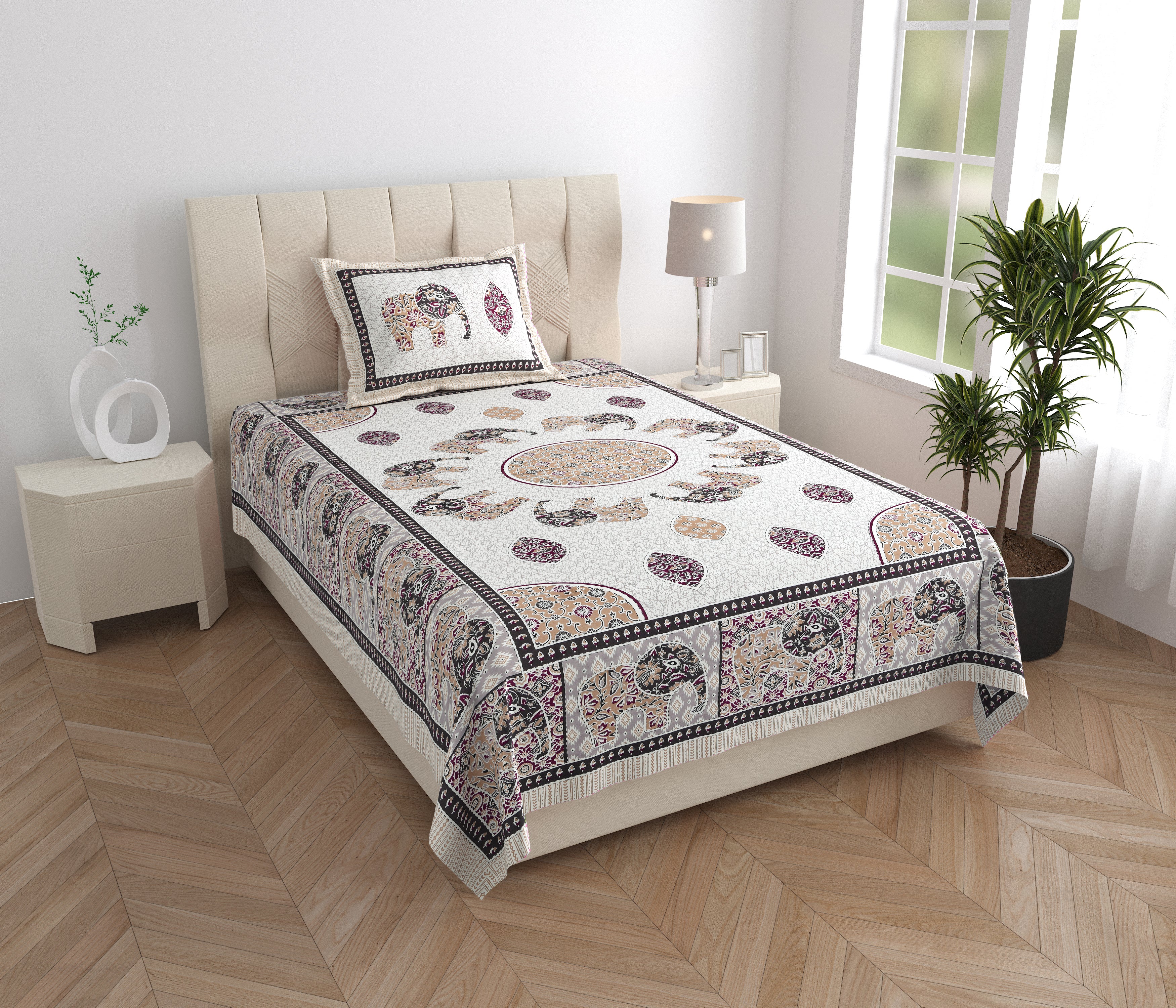 SoloThread Amber Bloom Bedsheet – 63x90 Single Bed Cotton Bedsheet SoloThreadAmberBloomBedsheet_1
