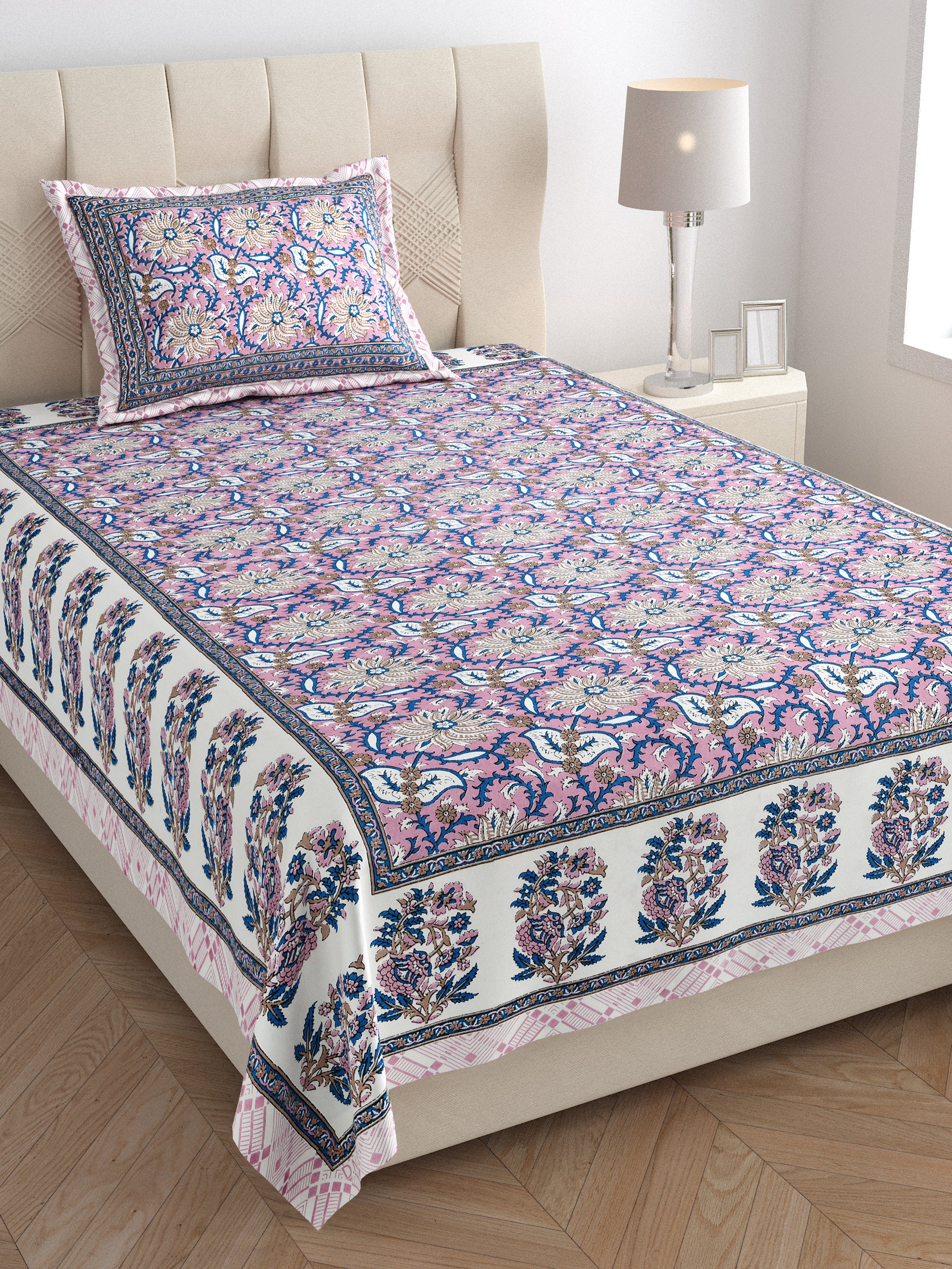 SoloThread Gulmohar Grace Bedsheet – 63x90 Single Bed Cotton Bedsheet SoloThreadGulmoharGraceBedsheet_5