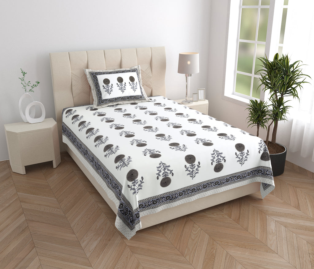 SoloThread Lotus Whisper Bedsheet – 63x90 Single Bed Cotton Bedsheet SoloThreadLotusWhisperBedsheet_1