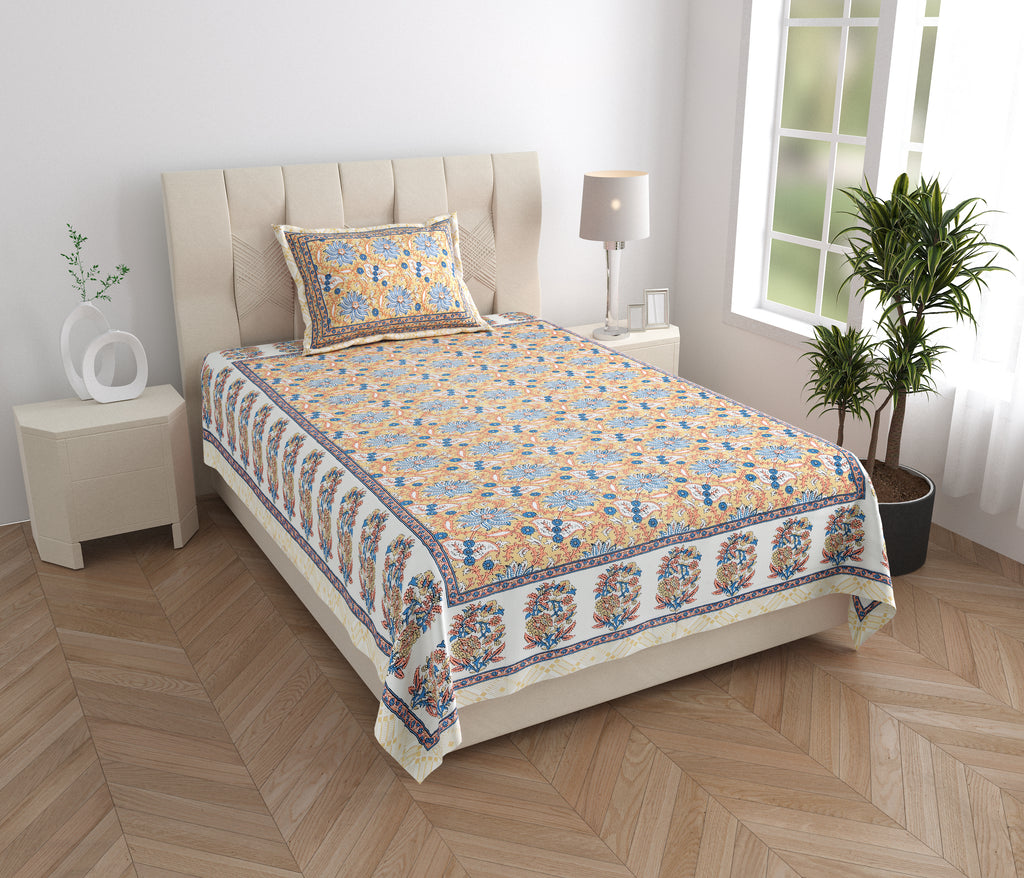 SoloThread Morning Raga Bedsheet – 63x90 Single Bed Cotton Bedsheet SoloThreadMorningRagaBedsheet_1